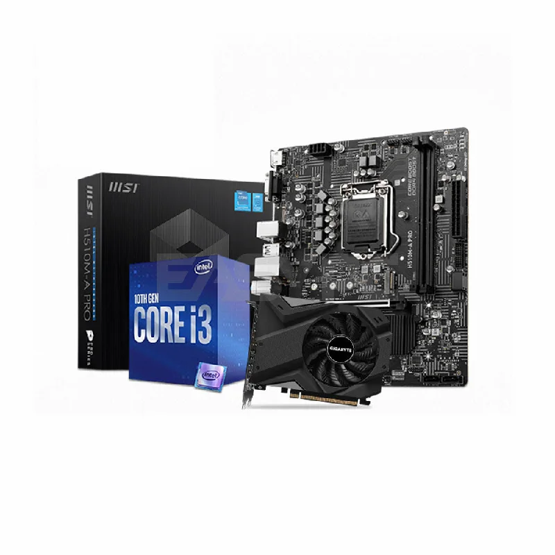 Intel Core i3-10100 Processor + MSI H510-A Pro Motherboard + Gigabyte GTX 1650 Videocard