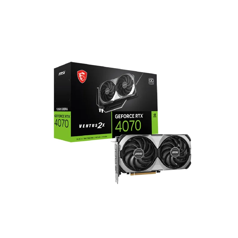 MSI GeForce RTX 4070 VENTUS 2X E1 OC Graphics Card | 12GB GDDR6 192-bit Memory | PCl Express 4.0 | HDMI, Display Port