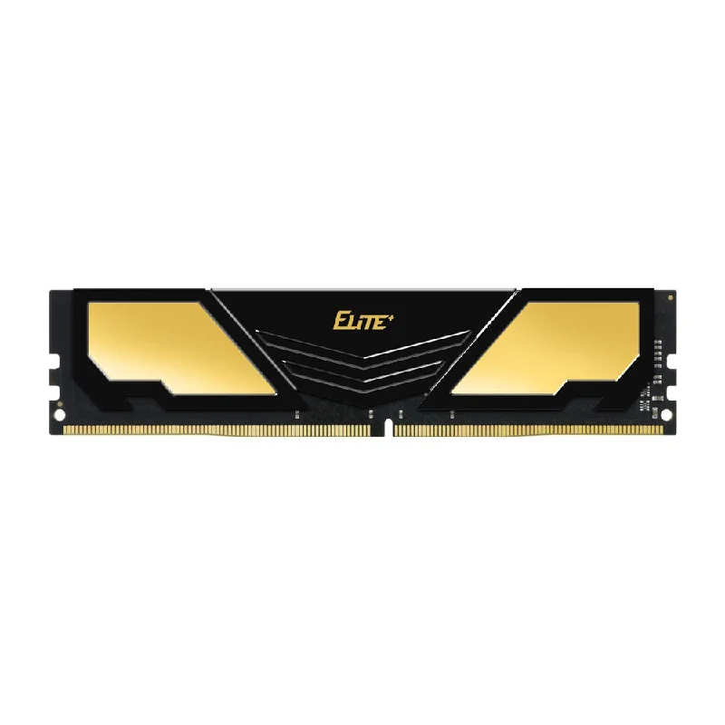 Team Elite Plus 4gb 1x4 2666Mhz Ddr4 Memory Black Gold, U-Dimm Memory PC4 21300 with heat spreader