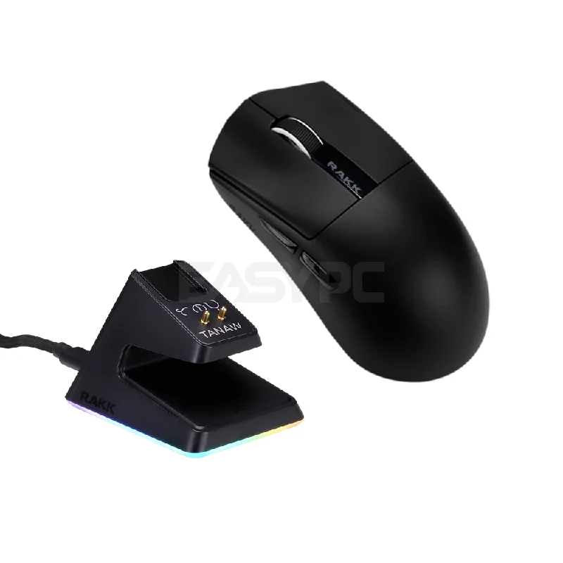 RAKK TANAW 4K Polling Trimode PMW3395 Huano 80M OLED Gaming Mouse with RGB Charging Dock Black