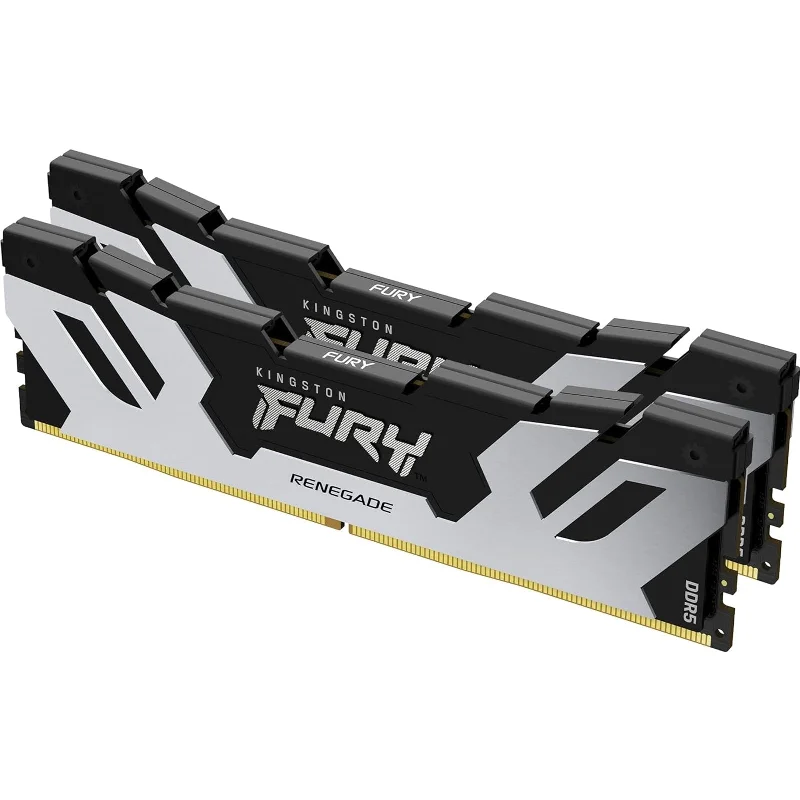 Kingston Fury Renegade 64GB Kit (2 x 32GB), DDR5, 6400MHz, CL32, 1.4V, ECC, XMP 3.0, PMIC, DIMM Memory, Black/Silver