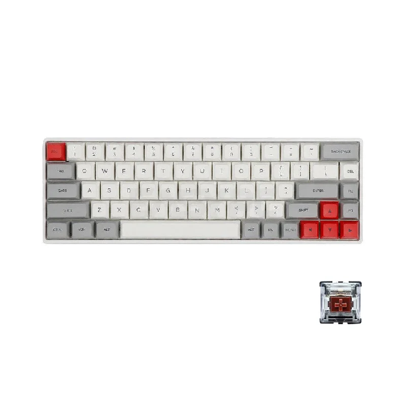 Skyloong GK68XS 68 Keys Hot-Swap RGB Wireless / Wired Brown, Red, Blue Switch Grey White Case Mechanical Keyboard 4JTP