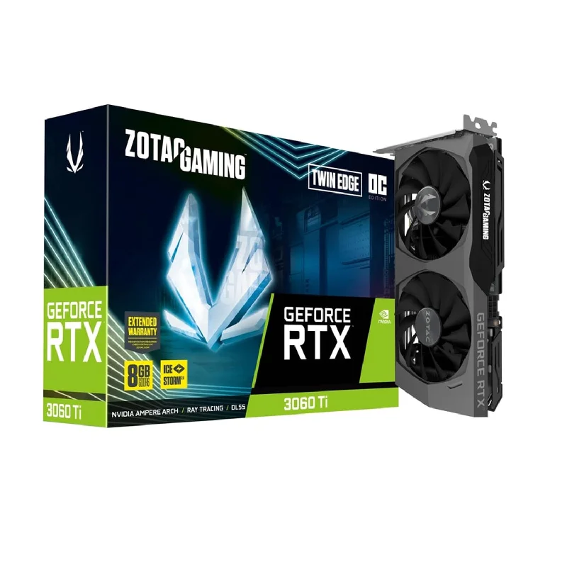 ZOTAC Gaming GeForce RTX 3060 Ti Graphics Card - Twin Edge OC (LHR), 8GB Memory GDDR6, PCI Express 4.0 Video Card, Quad Display, 3x Display Port, HDMI 2.1 (ZT-A30610H-10MLHR)