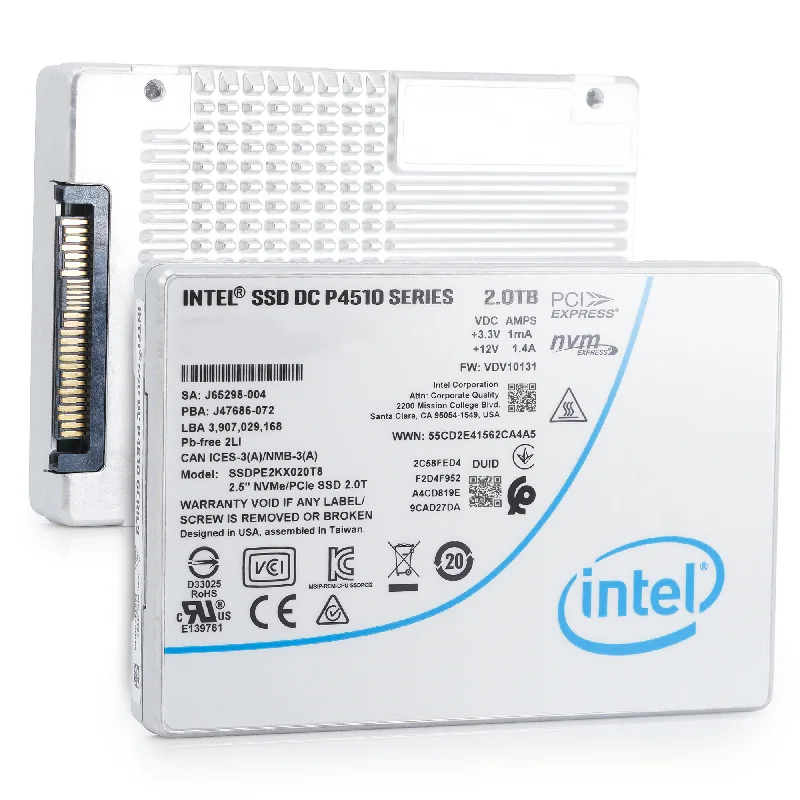 Intel P4510 SSDPE2KX020T801 2TB PCIe Gen 3.1 x4 4GB/s U.2 NVMe 2.5in Enterprise Solid State Drive