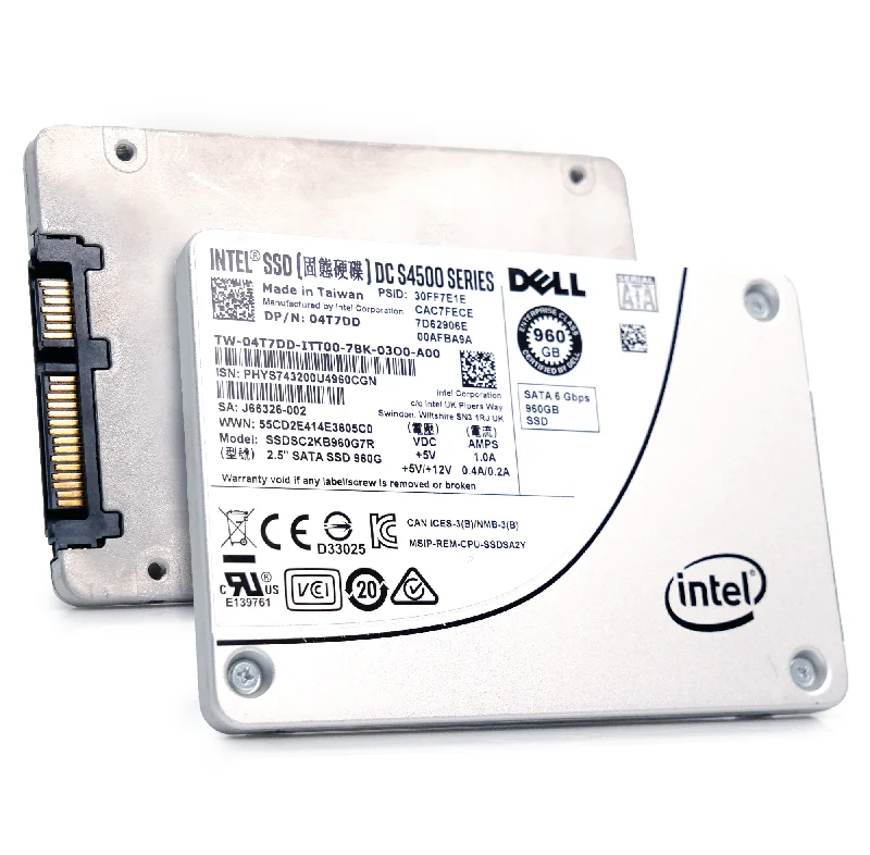 Intel/Dell SSDSC2KB960G7R 04T7DD 960GB 7.68 PBW SATA 6Gb/s 3D TLC 2.5in Refurbished Enterprise SSD