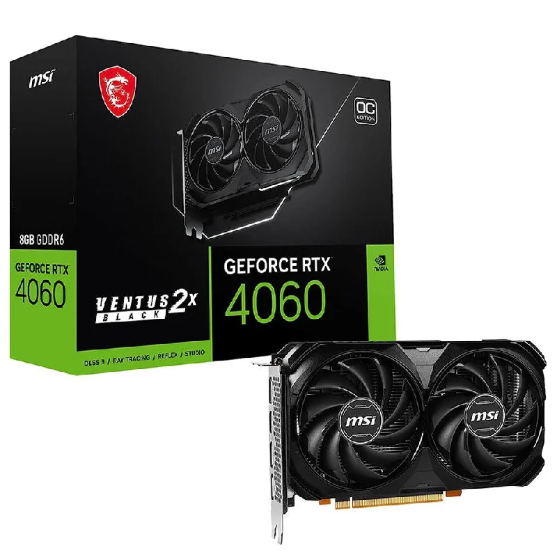 MSI GeForce RTX 4060 Ventus 2X BLACK OC 8GB GDDR6 Graphics Card