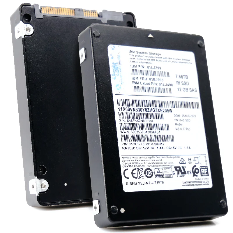 Samsung/IBM PM1643 MZILT7T6HMLA 7.68TB 1 DWPD SAS 12Gb/s 2.5in Refurbished SSD