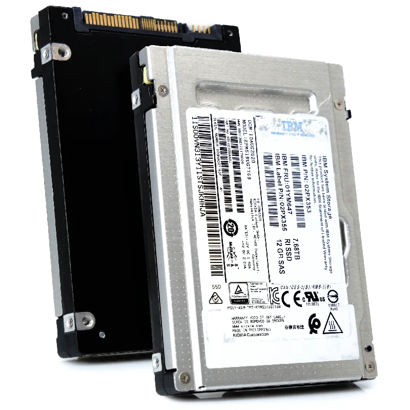 Kioxia/IBM PM5-R KPM51RUG7T68 02PX355 7.68TB 1 DWPD SAS 12Gb/s Read Intensive TLC 2.5in Refurbished Enterprise SSD