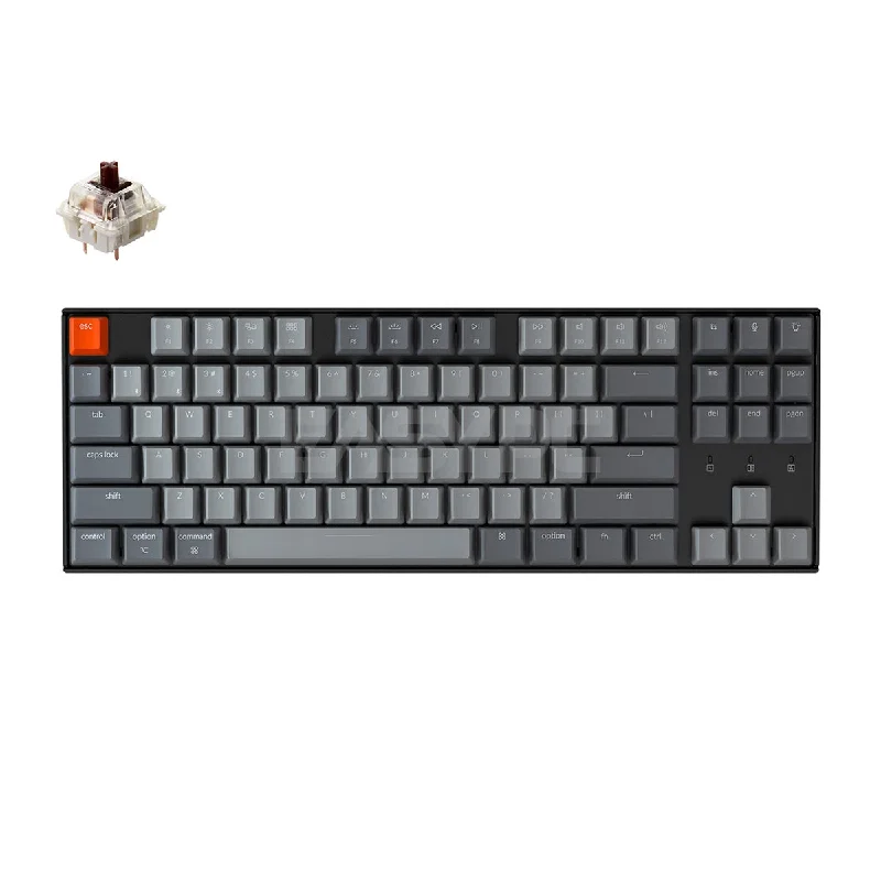 Keychron K8 RGB TKL Mechanical Keyboard - Brown Switch/Plastic/Gateron Hot-Swappable/87 keys/Wireless & Wired/For Mac/iOS/Windows/Android, Type C Plug (K8H3) 4JTP KEK81643