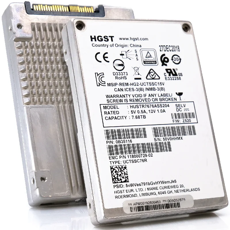 HGST Ultrastar SS300 HUSTR7676ASS204 118000729-02 7.68TB SAS 12Gb/s 512e 1DWPD Read Intensive 2.5in Refurbished Enterprise SSD